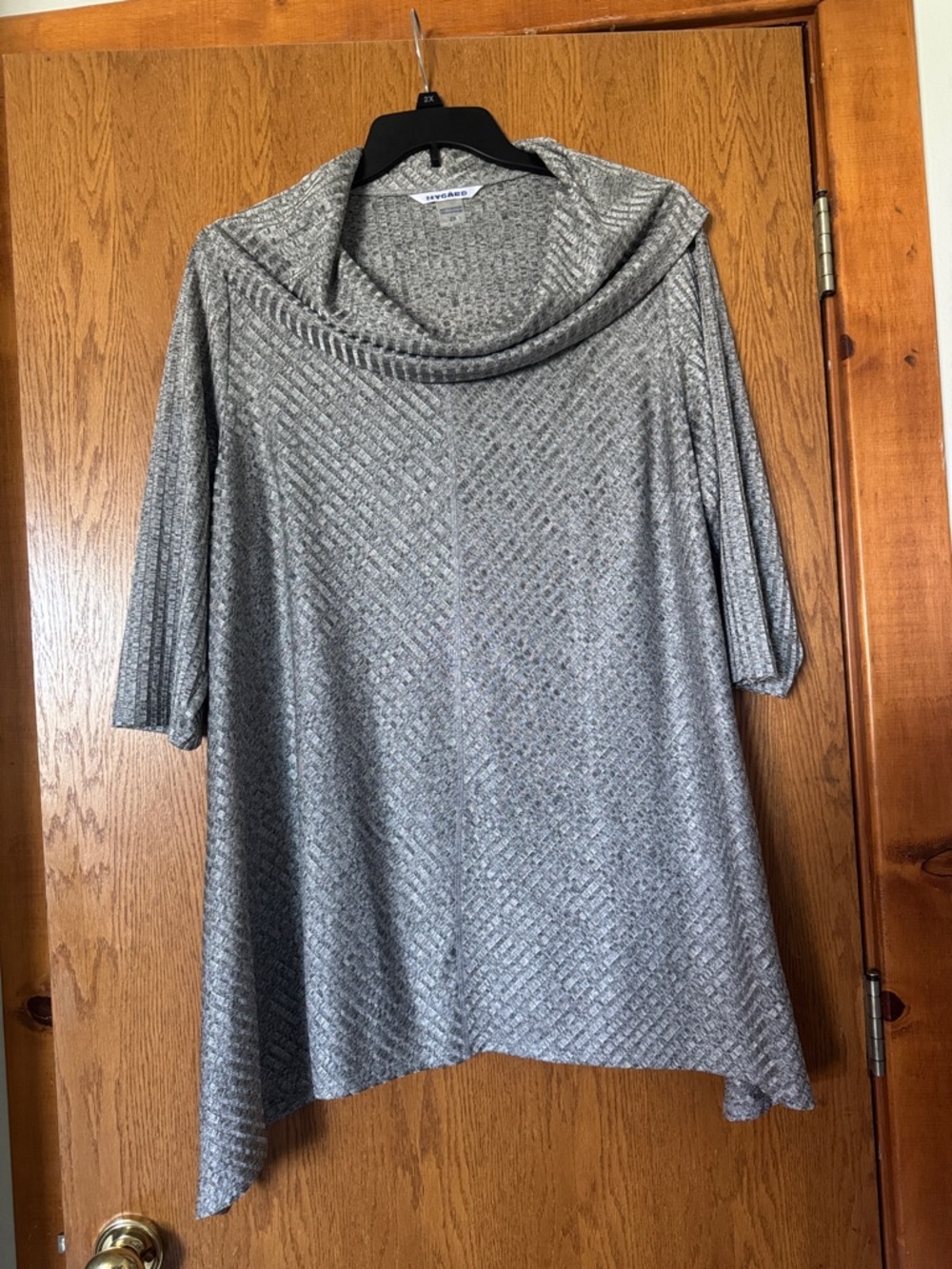 Peter Nygard Silver Metallic Cowl-Neck Tunic Top